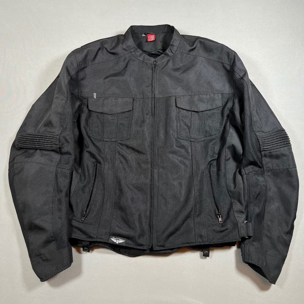 Street & Steel Mens Black Armored Mesh Motorcycle Riding Jacket 2XL Padded